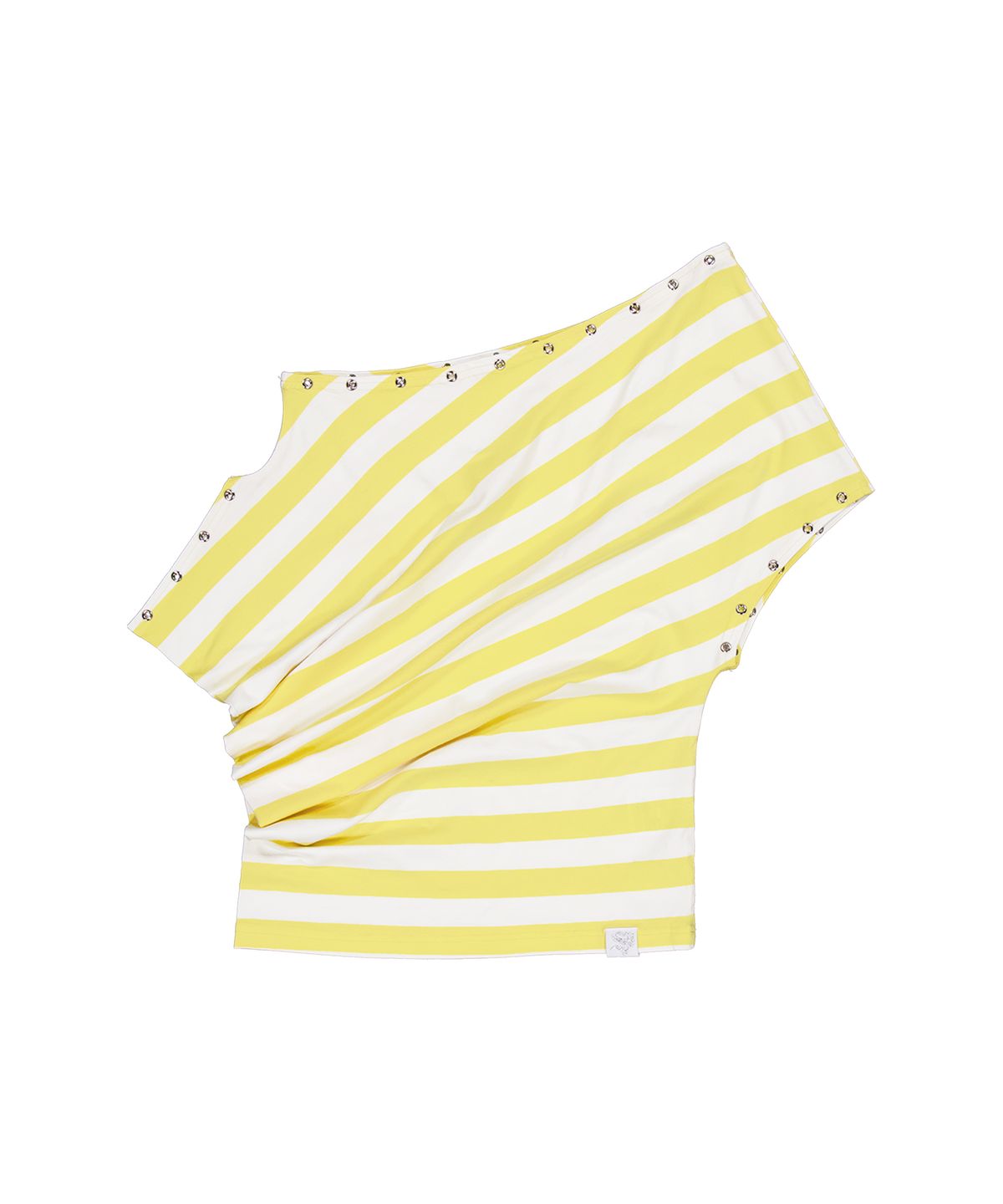 셋업이엑스이(SETUP-EXE) STRIPE EYELET DRAPE TOP / YELLOW