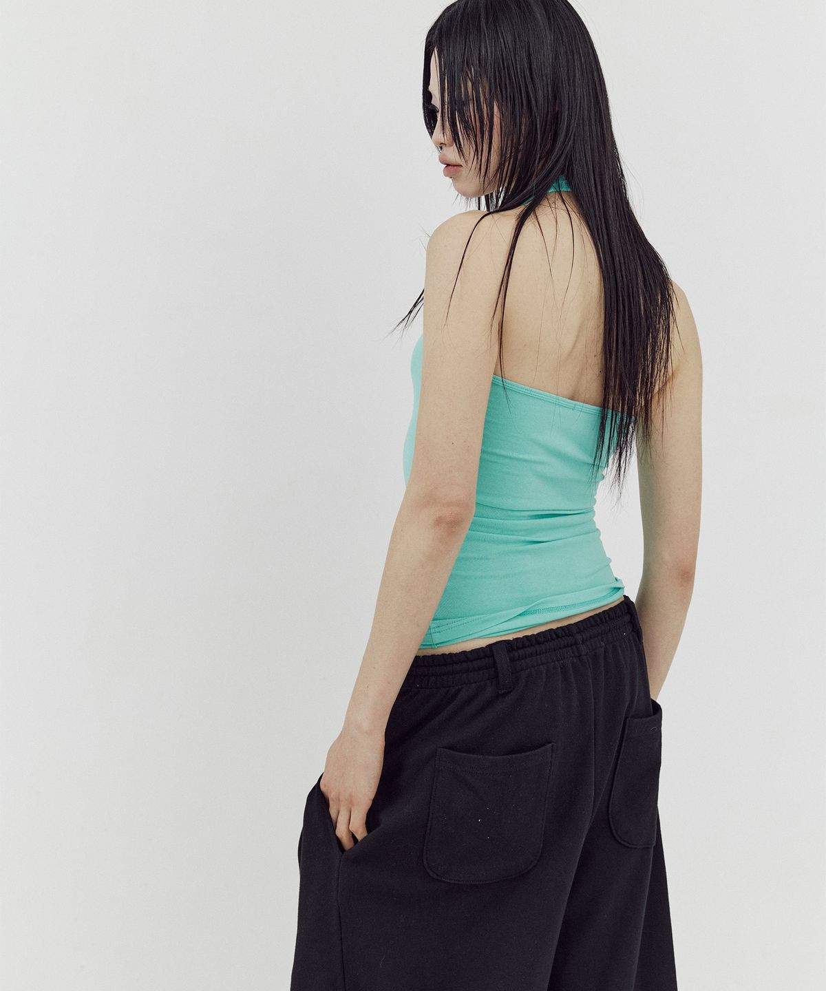 셋업이엑스이(SETUP-EXE) BASIC HALTERNECK TOP / MINT