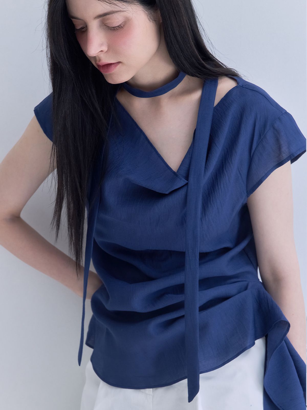 메종르하르(MAISONLEHAR) 올리비아블라우스(타이SET) 2color