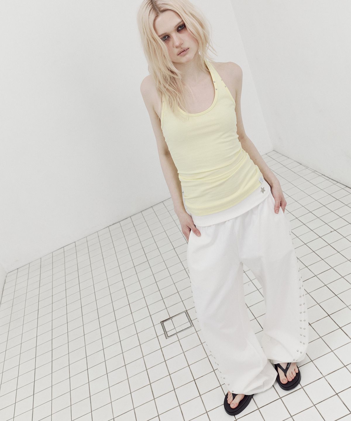 셋업이엑스이(SETUP-EXE) BASIC HALTERNECK TOP / YELLOW