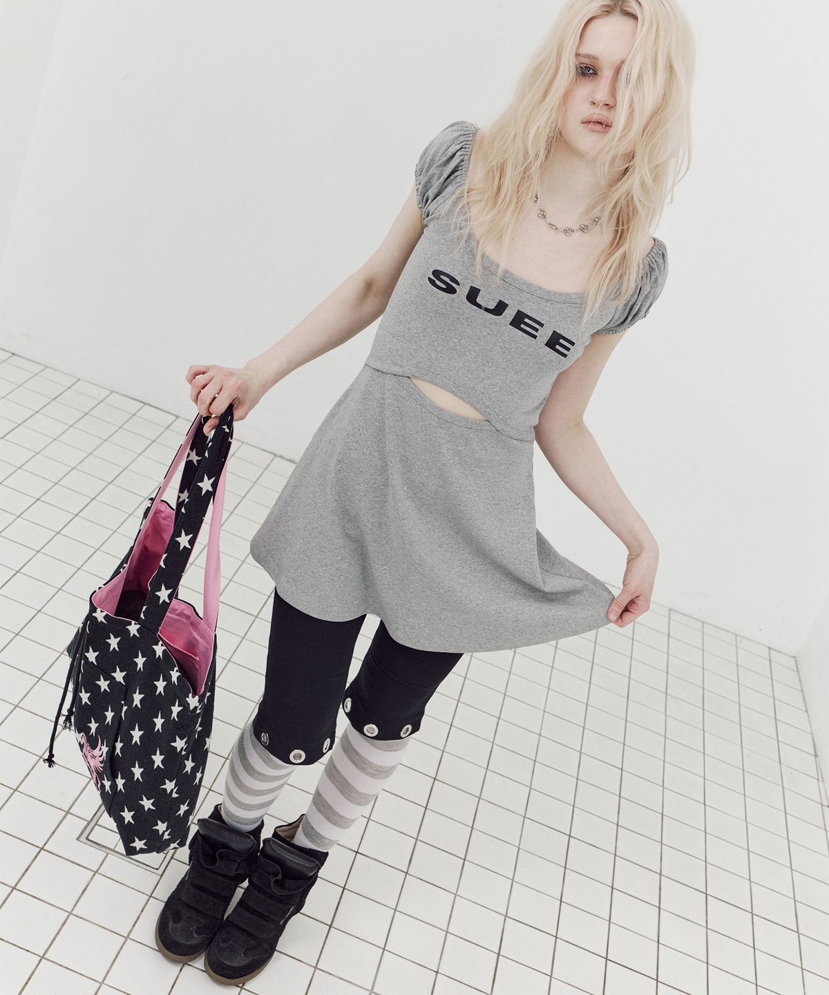 셋업이엑스이(SETUP-EXE) LOGO SLIT OPS / MELANGE GRAY