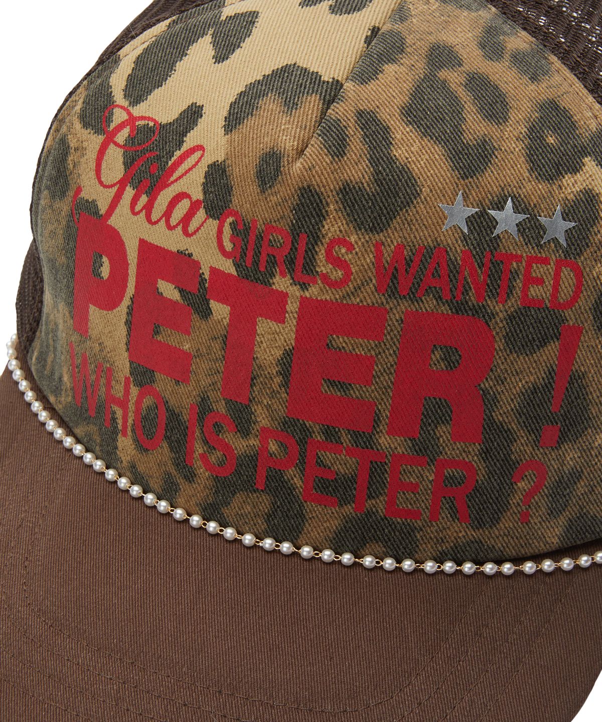길라아카이브(GILAARCHIVE) TYPING CHAIN MESH CAP (LEOPARD)_BROWN