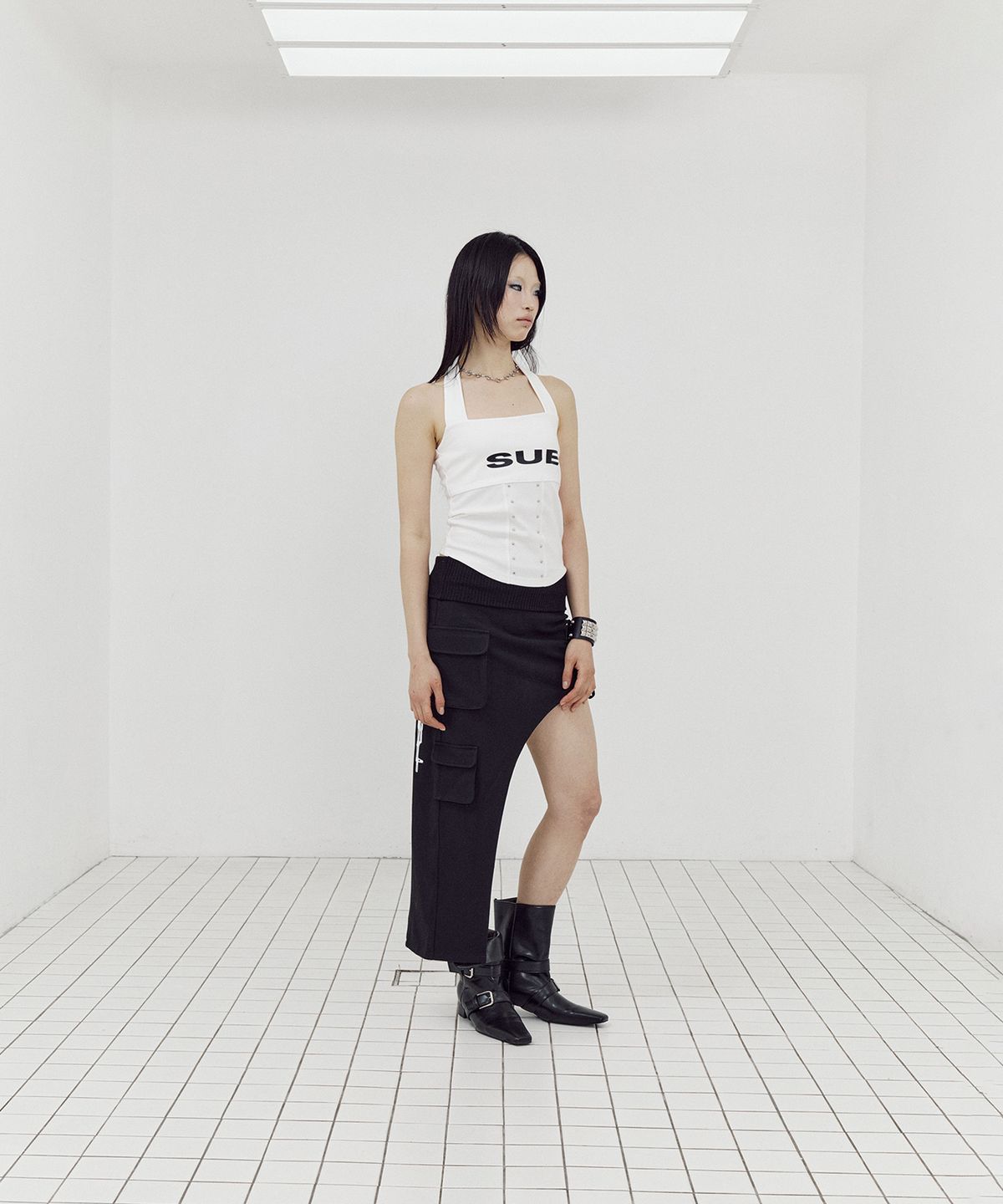 셋업이엑스이(SETUP-EXE) RIFLE CARGO SKIRT / BLACK