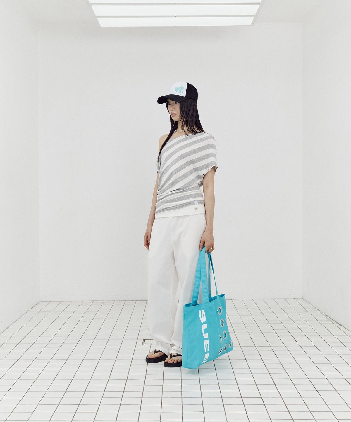셋업이엑스이(SETUP-EXE) BULLET HOLE SHOPPER BAG / BLUE
