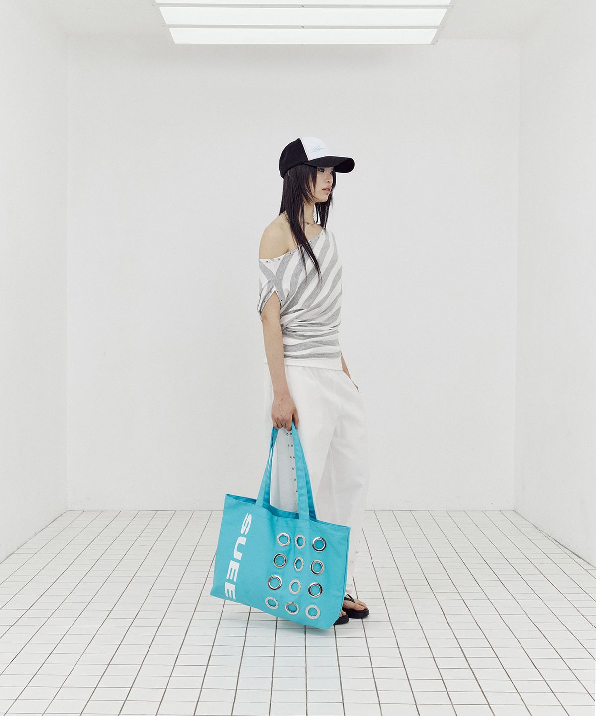 셋업이엑스이(SETUP-EXE) BULLET HOLE SHOPPER BAG / BLUE