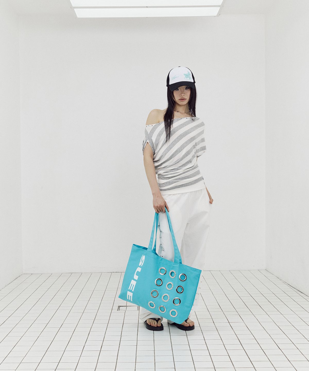 셋업이엑스이(SETUP-EXE) BULLET HOLE SHOPPER BAG / BLUE