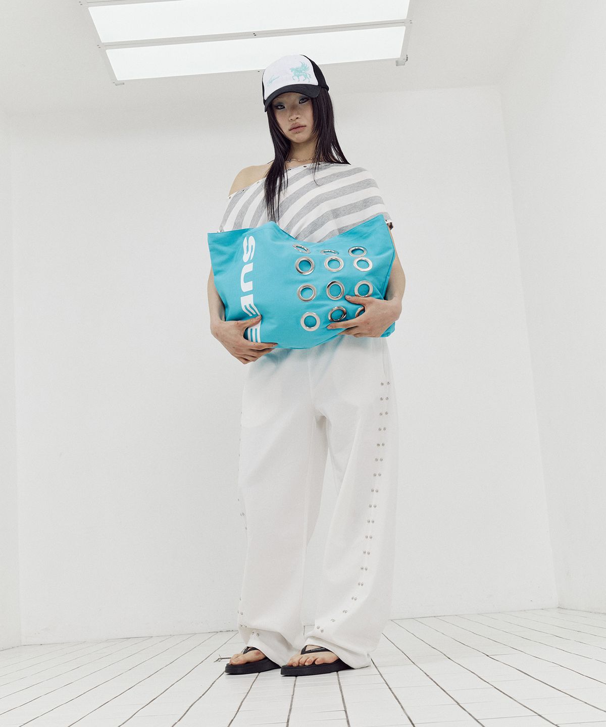 셋업이엑스이(SETUP-EXE) BULLET HOLE SHOPPER BAG / BLUE