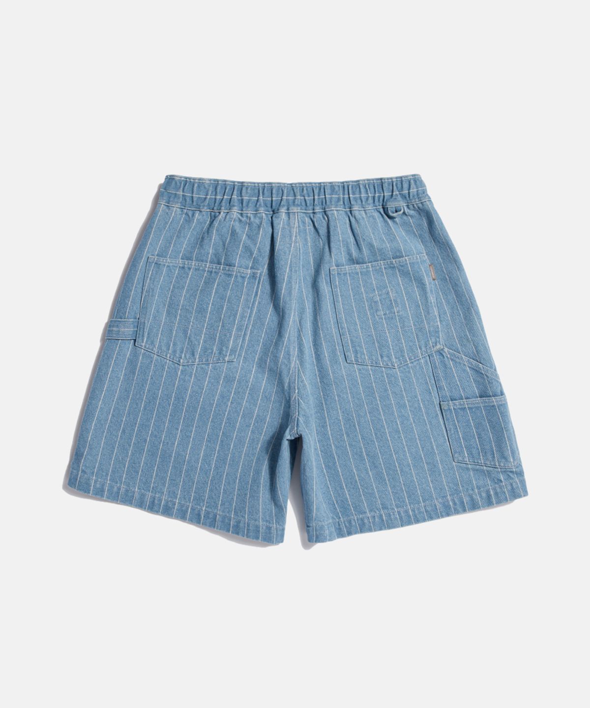 에스피오나지(ESPIONAGE) Stripe Denim Painter Shorts Light Indigo