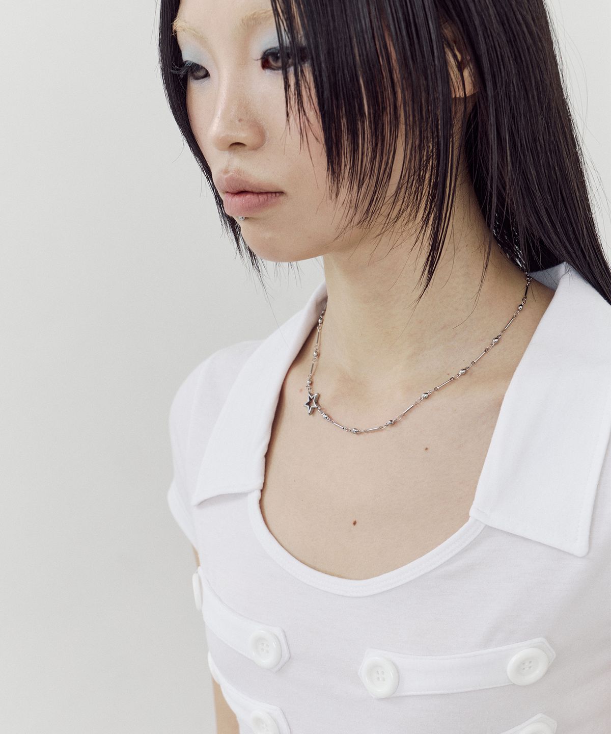 셋업이엑스이(SETUP-EXE) SIDE STAR NECKLACE / SILVER