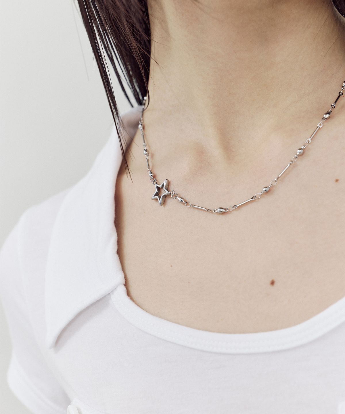 셋업이엑스이(SETUP-EXE) SIDE STAR NECKLACE / SILVER