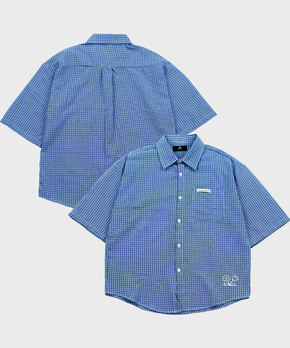 아티스트웨어(ARTISTWEAR) [ATW] 블루가든 체크 하프셔츠