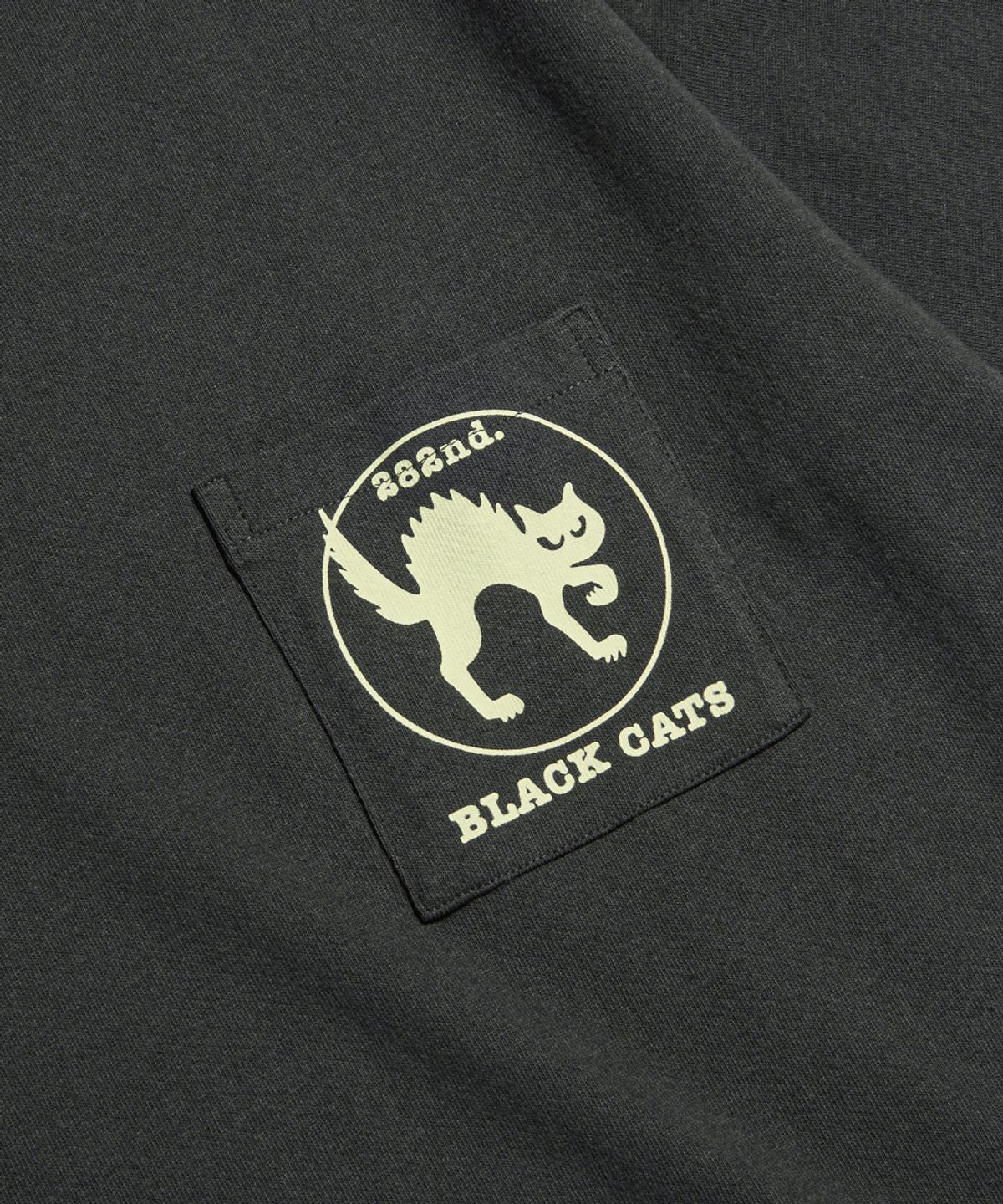 에스피오나지(ESPIONAGE) Black Cats Heavyweight Pocket Tee Vintage Black