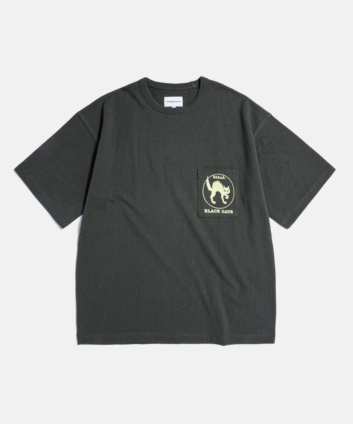 에스피오나지(ESPIONAGE) Black Cats Heavyweight Pocket Tee Vintage Black