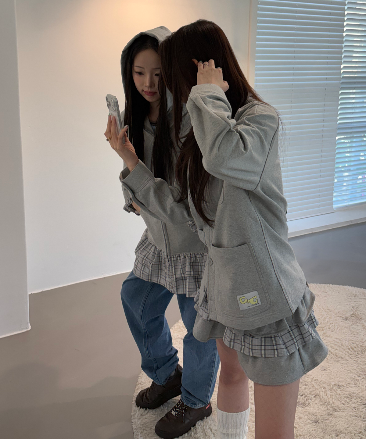챈스챈스(CHANCECHANCE) CEC ZIP-UP HOODIE DRESS(GRAY)