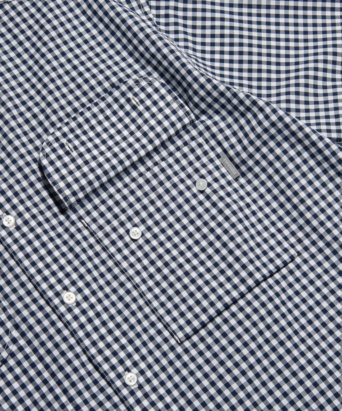 에스피오나지(ESPIONAGE) Double Pocket Gingham S/S Shirt Navy