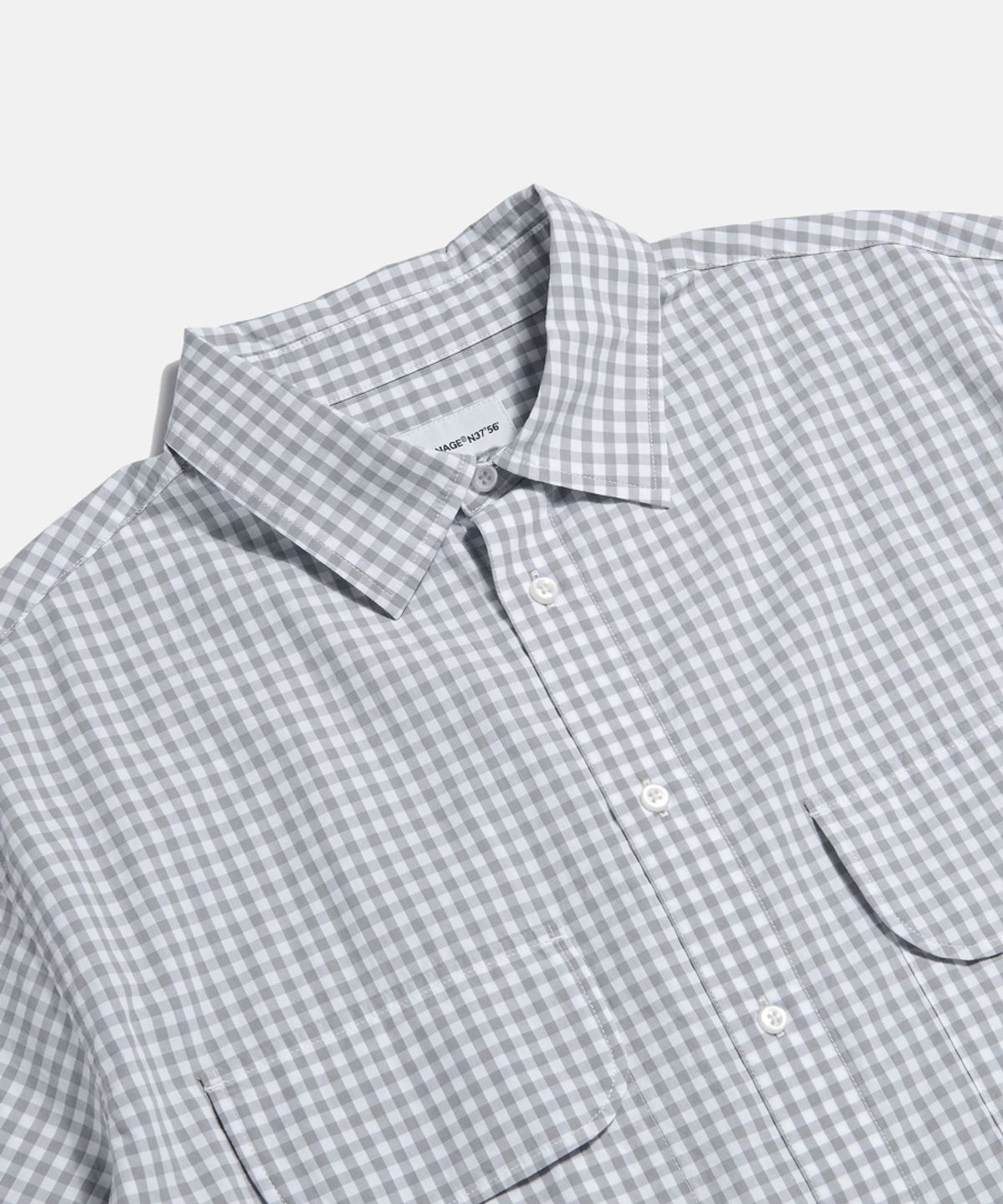 에스피오나지(ESPIONAGE) Double Pocket Gingham S/S Shirt Grey