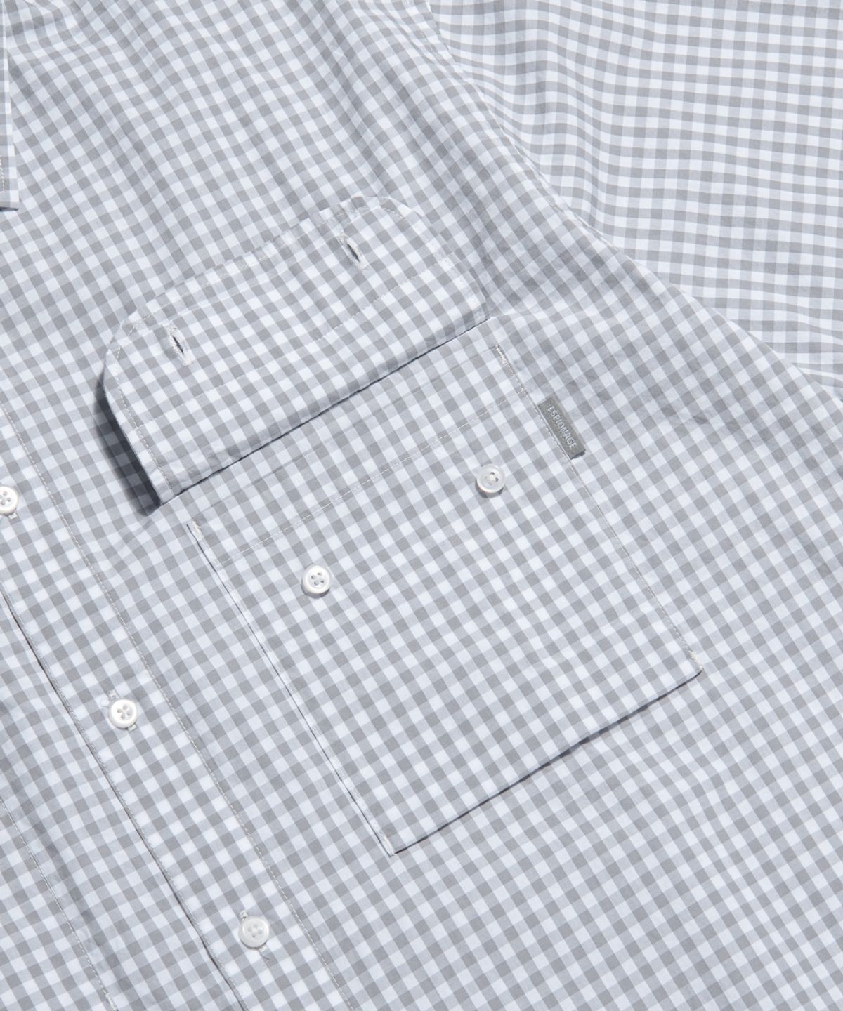 에스피오나지(ESPIONAGE) Double Pocket Gingham S/S Shirt Grey