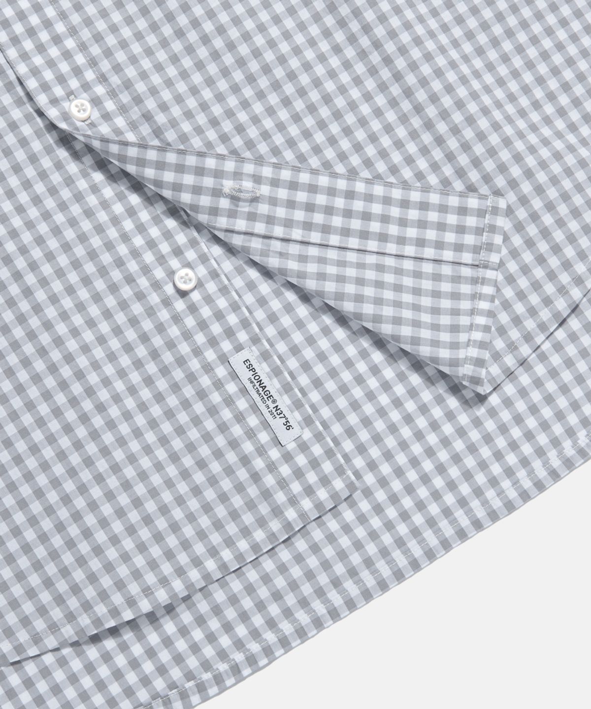 에스피오나지(ESPIONAGE) Double Pocket Gingham S/S Shirt Grey