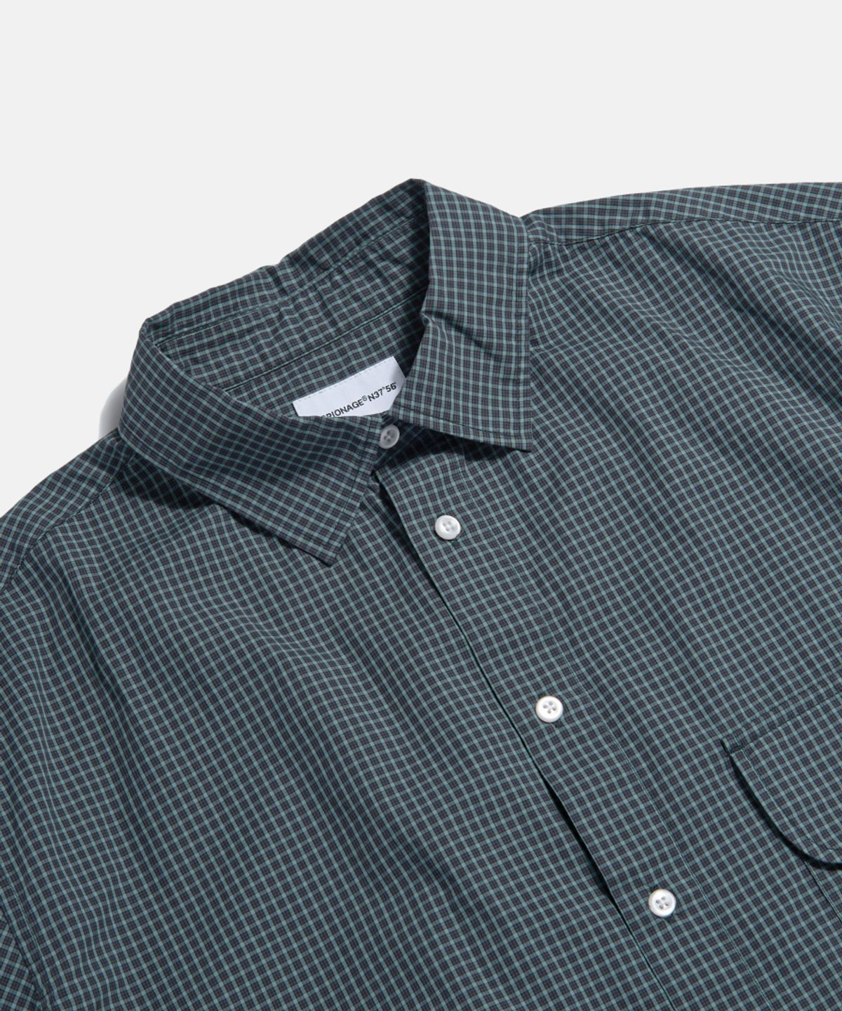 에스피오나지(ESPIONAGE) Multi Check Flap Pocket S/S Shirt Teal Navy