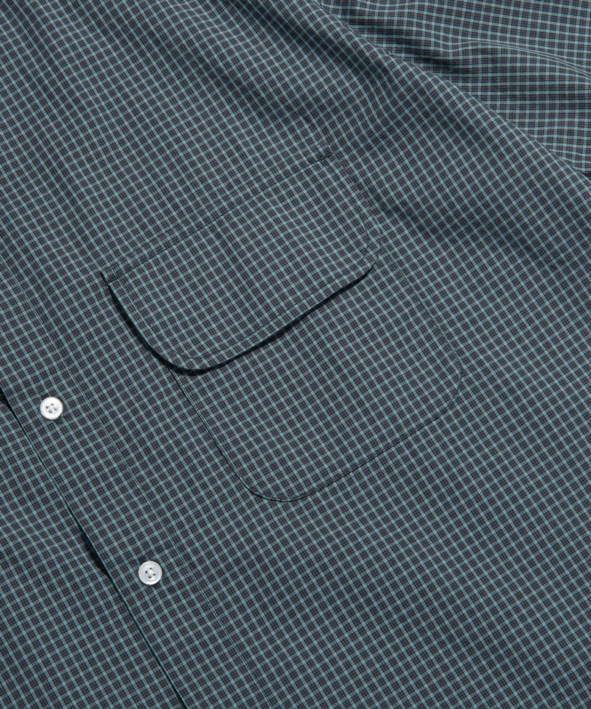 에스피오나지(ESPIONAGE) Multi Check Flap Pocket S/S Shirt Teal Navy