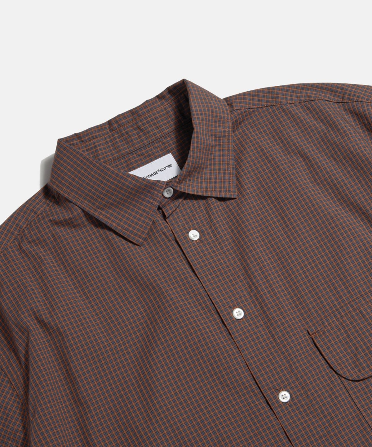 에스피오나지(ESPIONAGE) Multi Check Flap Pocket S/S Shirt Brick Navy