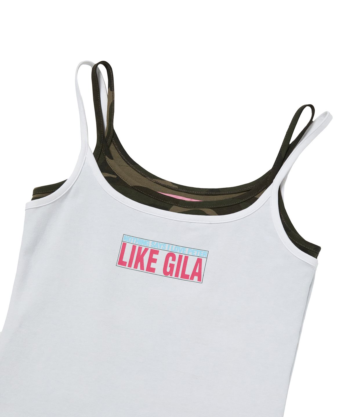 길라아카이브(GILAARCHIVE) LAYERED BOX LOGO SLEEVELESS (CAMO)_WHITE