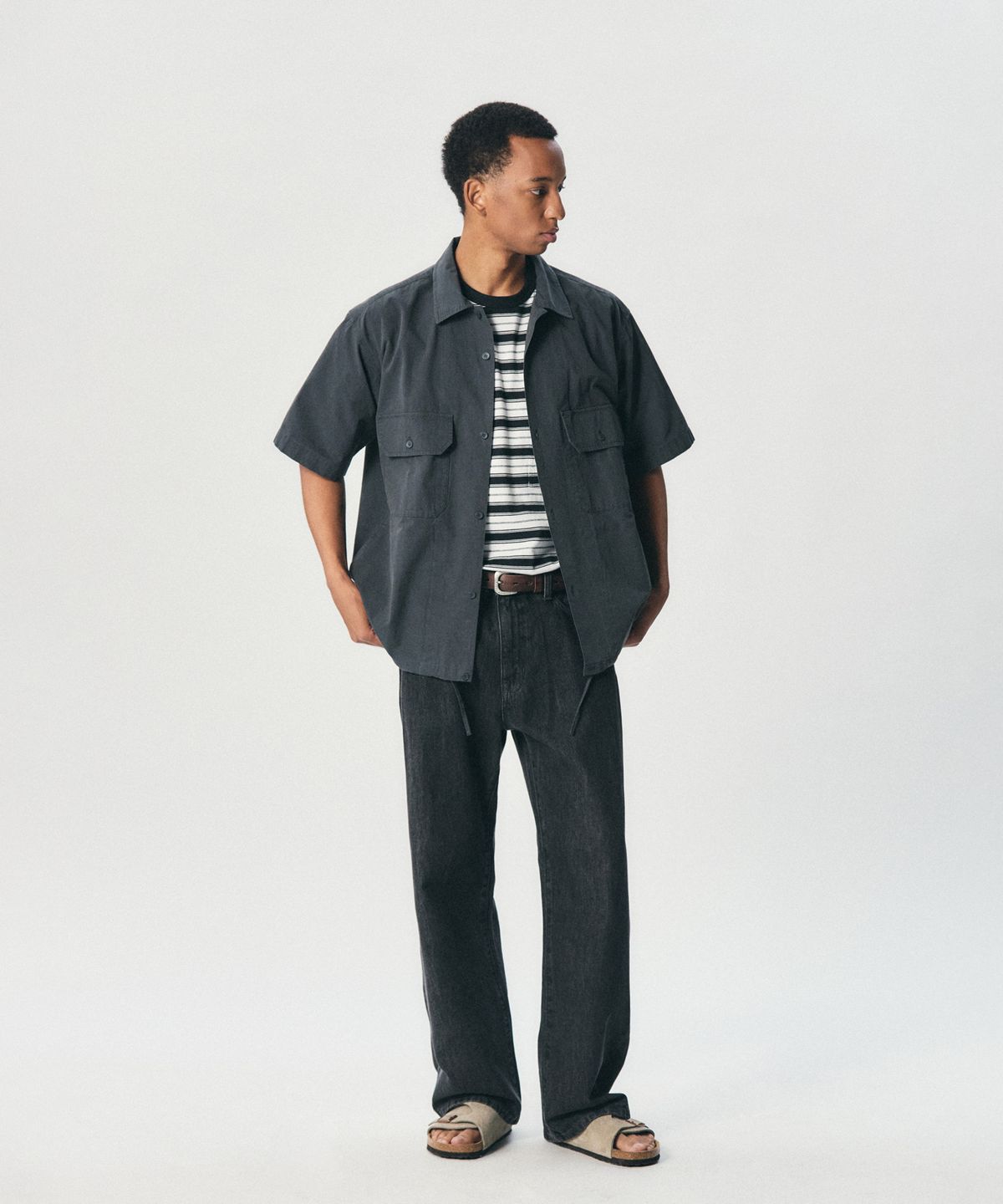 에스피오나지(ESPIONAGE) Vintage Cotton Work Shirt Jacket Charcoal