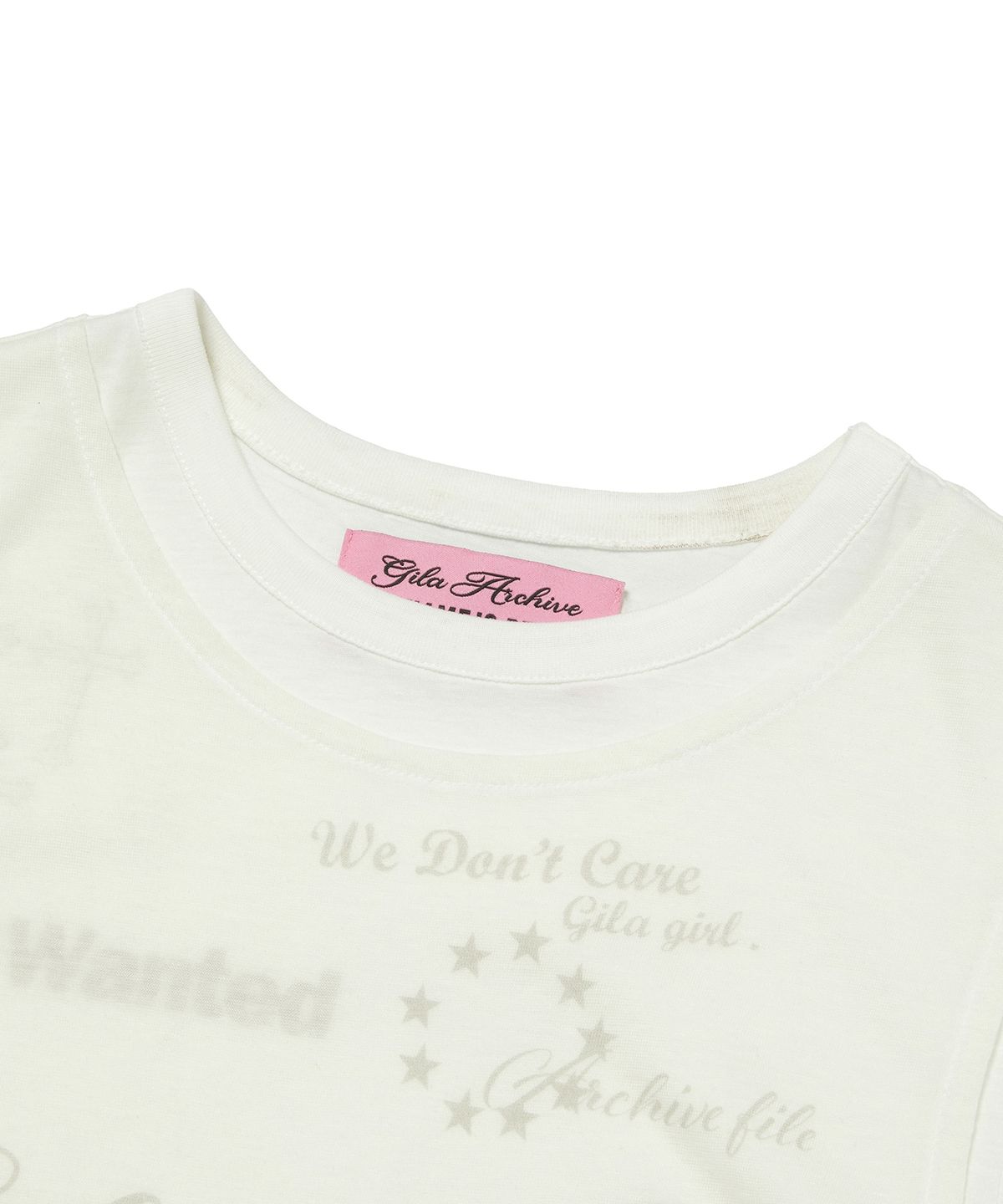 길라아카이브(GILAARCHIVE) LAYERED DOODLE SHEER CROP T-SHIRTS_IVORY