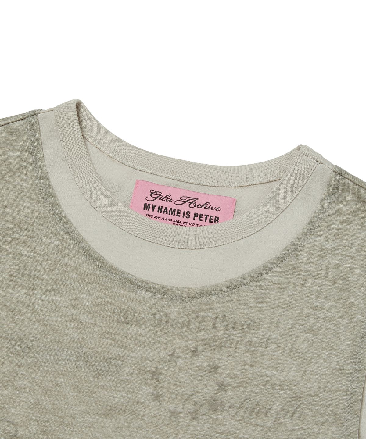 길라아카이브(GILAARCHIVE) LAYERED DOODLE SHEER CROP T-SHIRTS_GREY