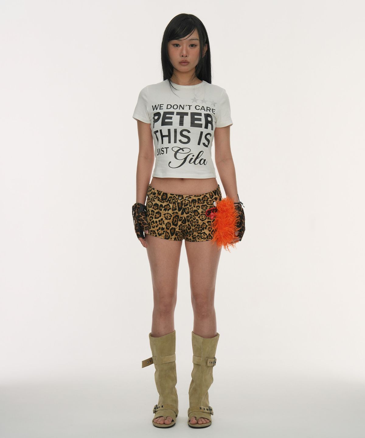 길라아카이브(GILAARCHIVE) TYPING CROP T-SHIRTS_WHITE