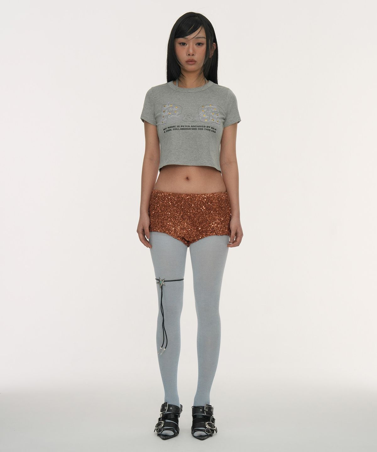 길라아카이브(GILAARCHIVE) P&G HALTER STRAP CROP TOP_GREY