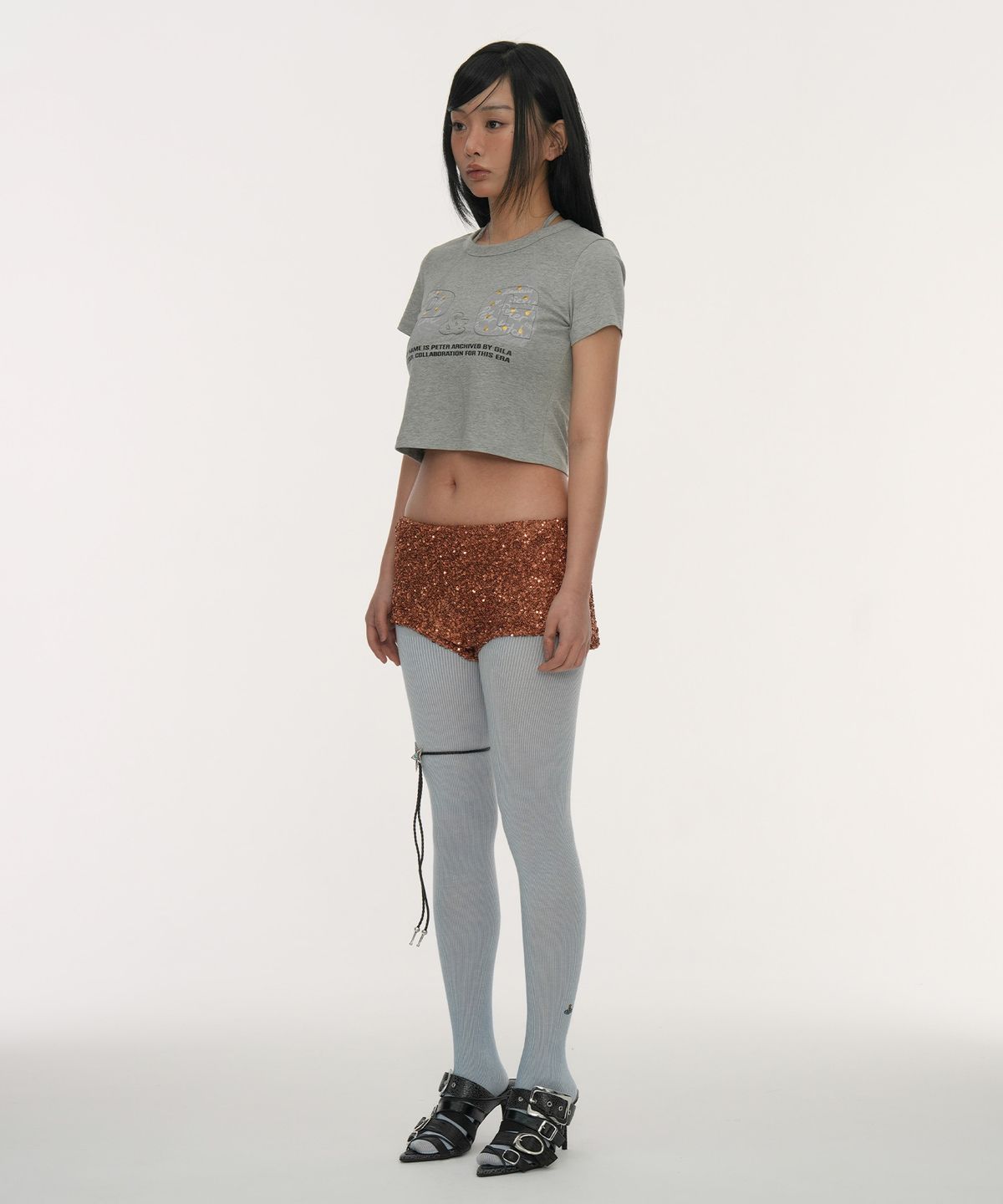 길라아카이브(GILAARCHIVE) P&G HALTER STRAP CROP TOP_GREY