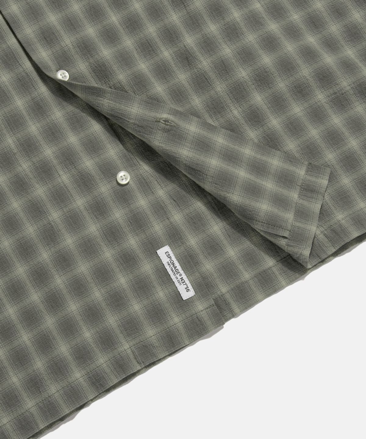 에스피오나지(ESPIONAGE) Textured Check Western S/S Shirt Dark Grey