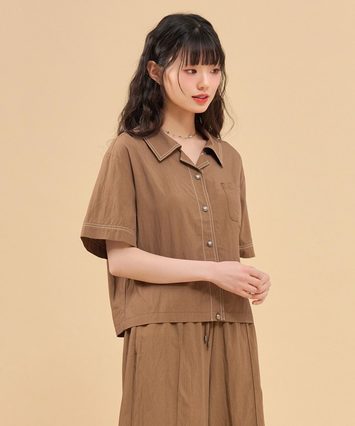 체이스컬트(CHASECULT) 여성 오픈 카라 셔츠-FBRG5573D08