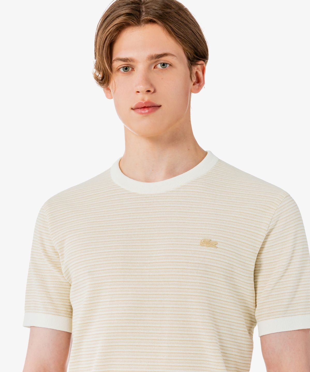 라코스테(LACOSTE) 남성 멀티 스트라이프 반팔 크루넥 풀오버 AH307E-56G 02S