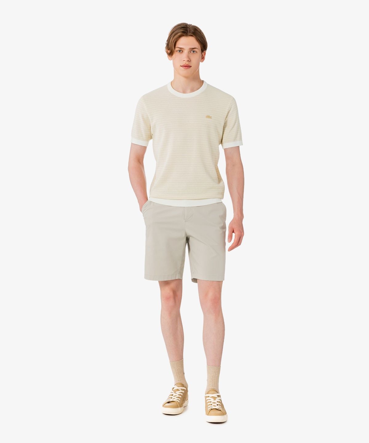 라코스테(LACOSTE) 남성 멀티 스트라이프 반팔 크루넥 풀오버 AH307E-56G 02S