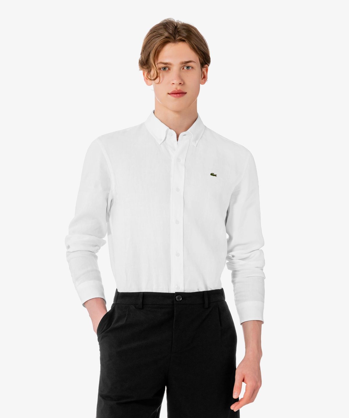 라코스테(LACOSTE) 남성 솔리드 린넨 셔츠 CH769E-56G 001
