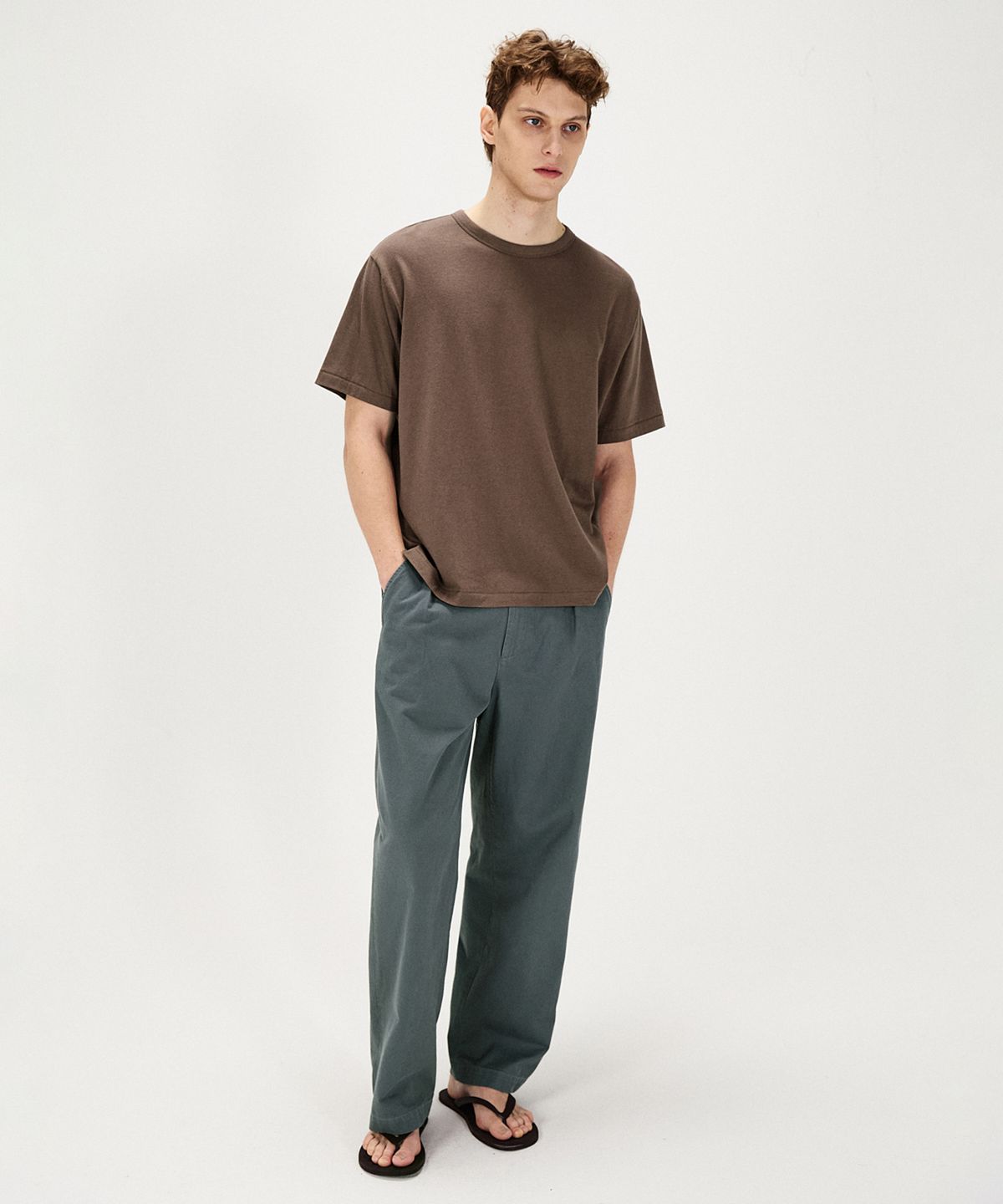 셔터(SHIRTER) WOOL BLENDED COTTON T-SHIRT (BROWN)