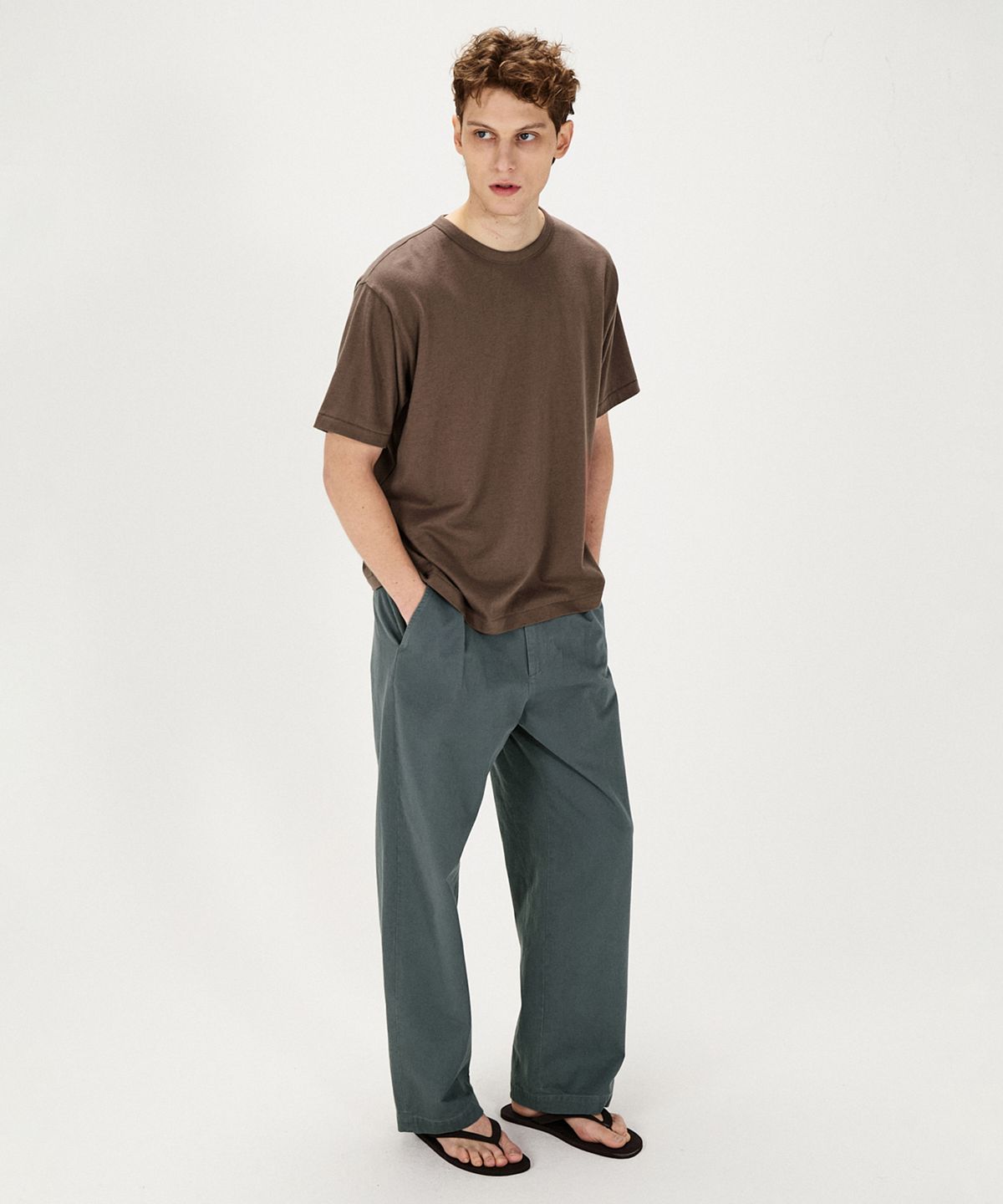 셔터(SHIRTER) WOOL BLENDED COTTON T-SHIRT (BROWN)