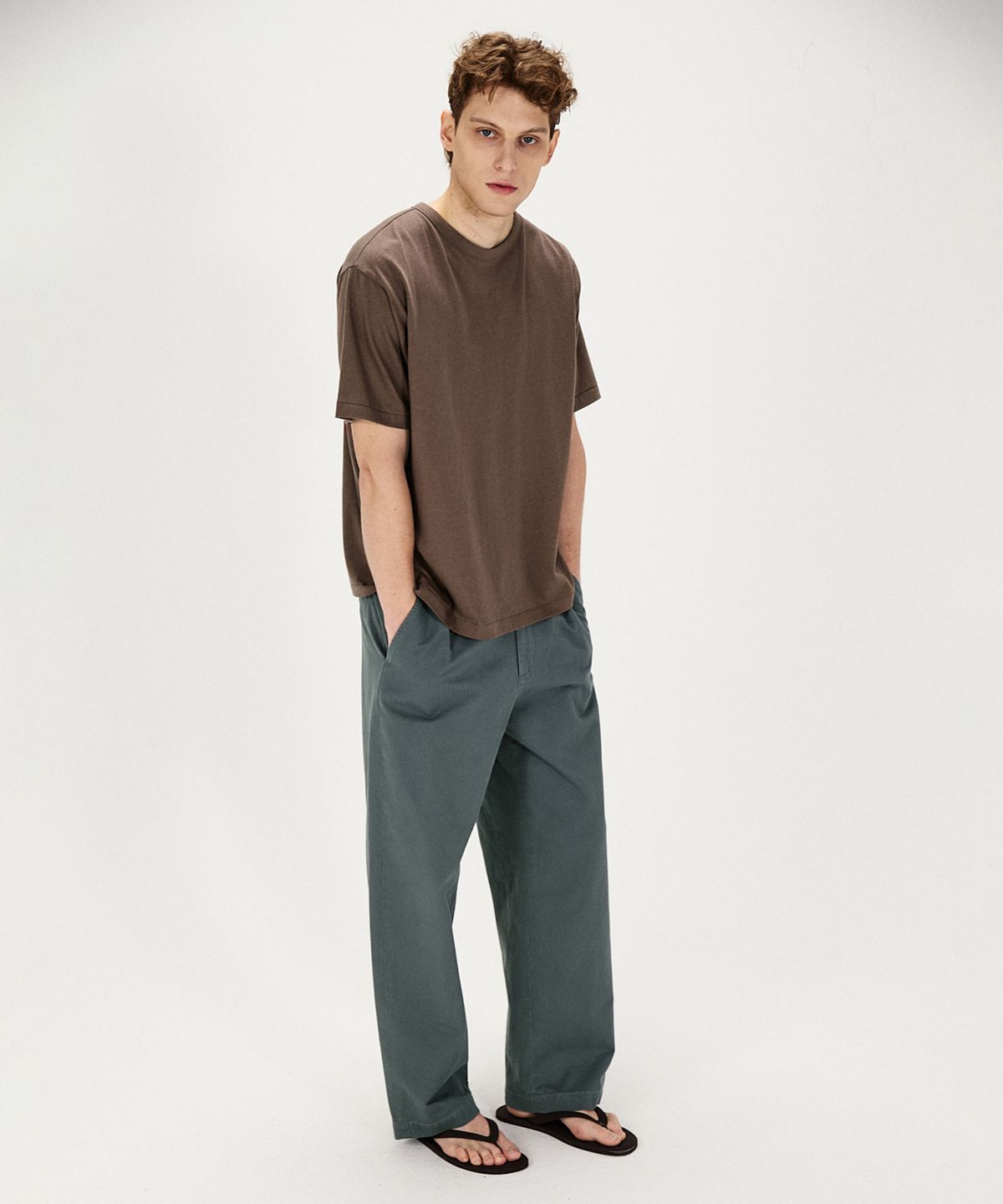 셔터(SHIRTER) WOOL BLENDED COTTON T-SHIRT (BROWN)