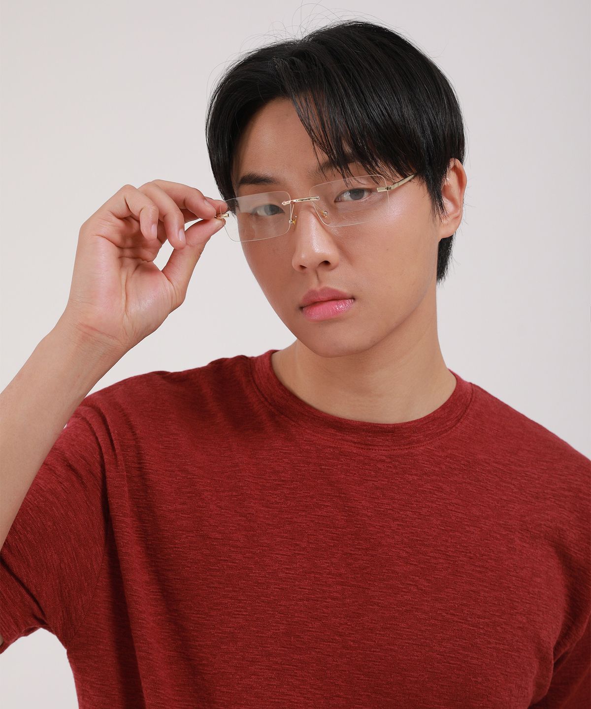 디벨로브(DEVELOVE) 슬라브 라운드 반팔 티셔츠_버건디