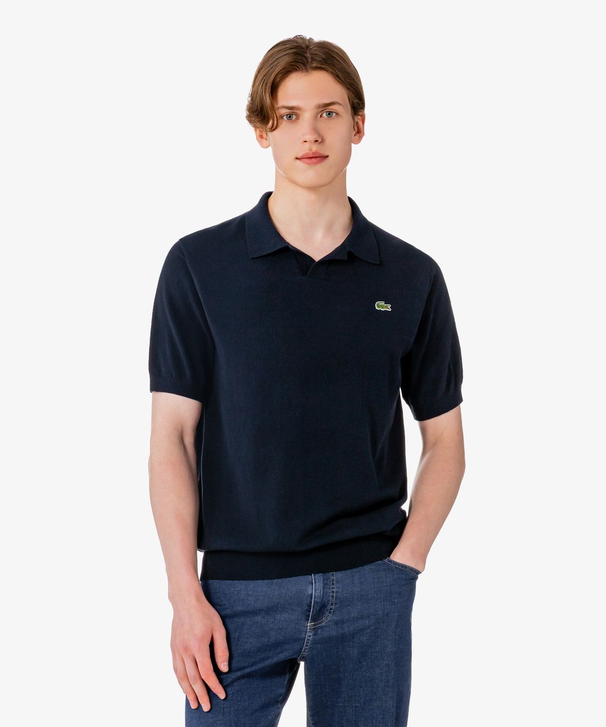 라코스테(LACOSTE) 남성 오픈카라 반팔 부클 스웨터 폴로 셔츠 PH374E-56G 166