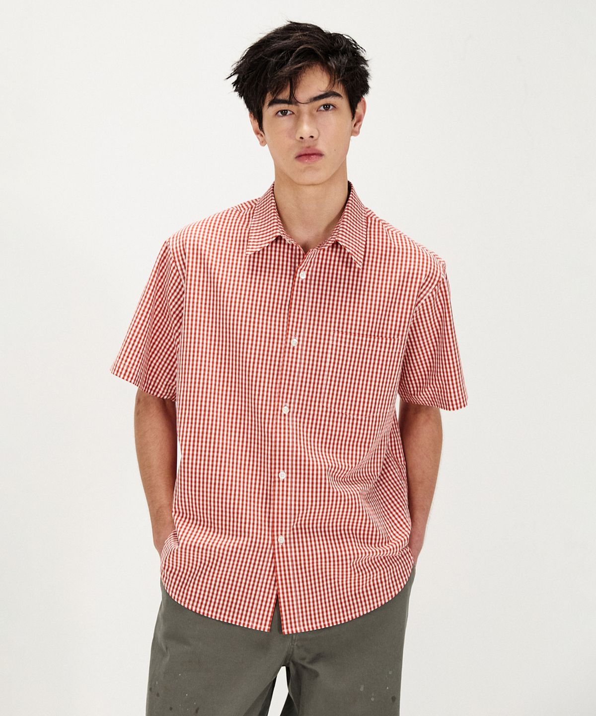 셔터(SHIRTER) ICE COTTON GINGHAM CHECK SHIRT (RED)