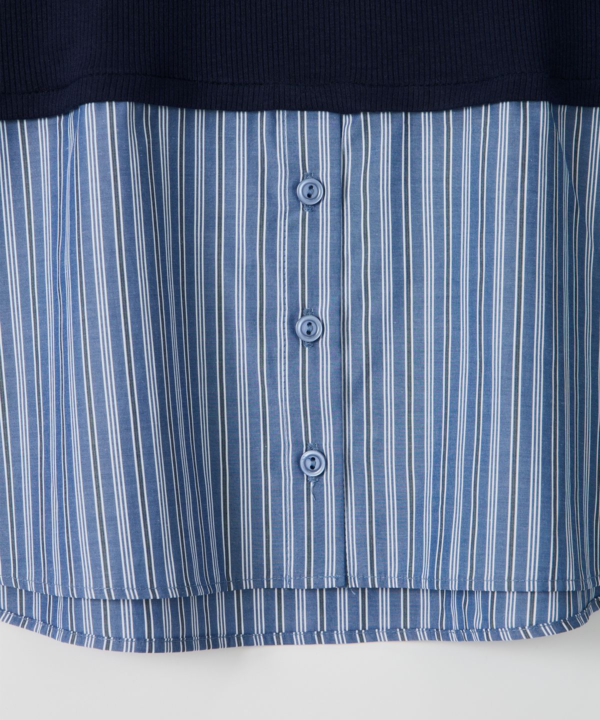 살롱 드 욘(SALON DE YOHN) Striped Shirt Detail Jersey Dress_ Navy