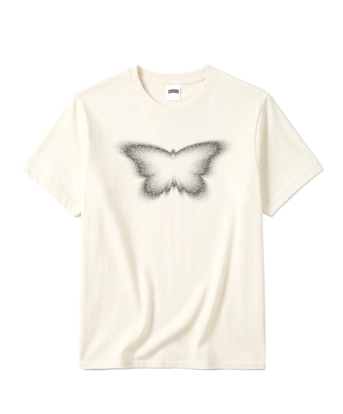 리브레너(REBRENNER) DTF 20수 블랙 버터플라이 스탠다드 반팔티셔츠 아이보리