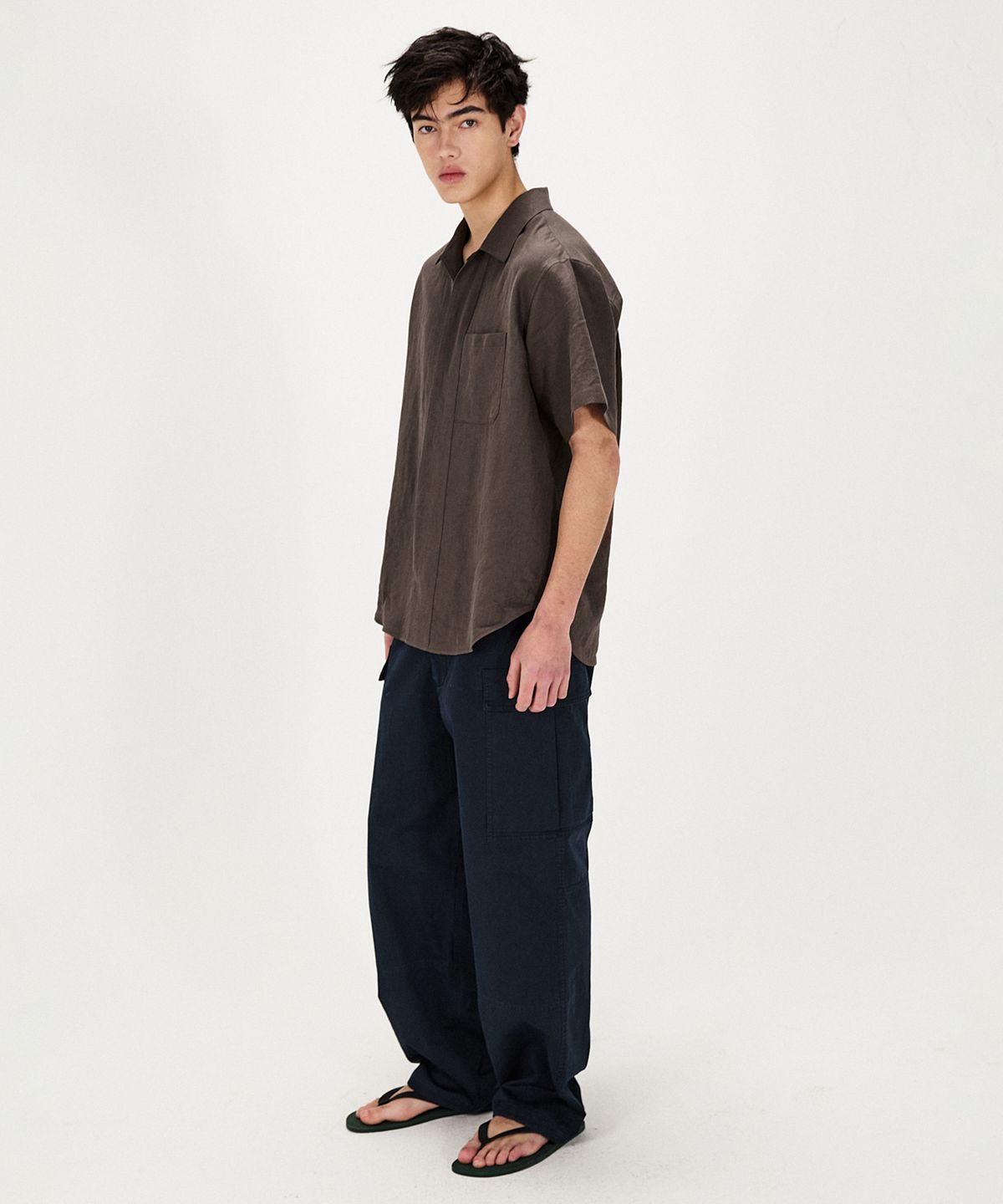 셔터(SHIRTER) PURE LINEN SHORT SLEEVE SHIRT (BROWN)