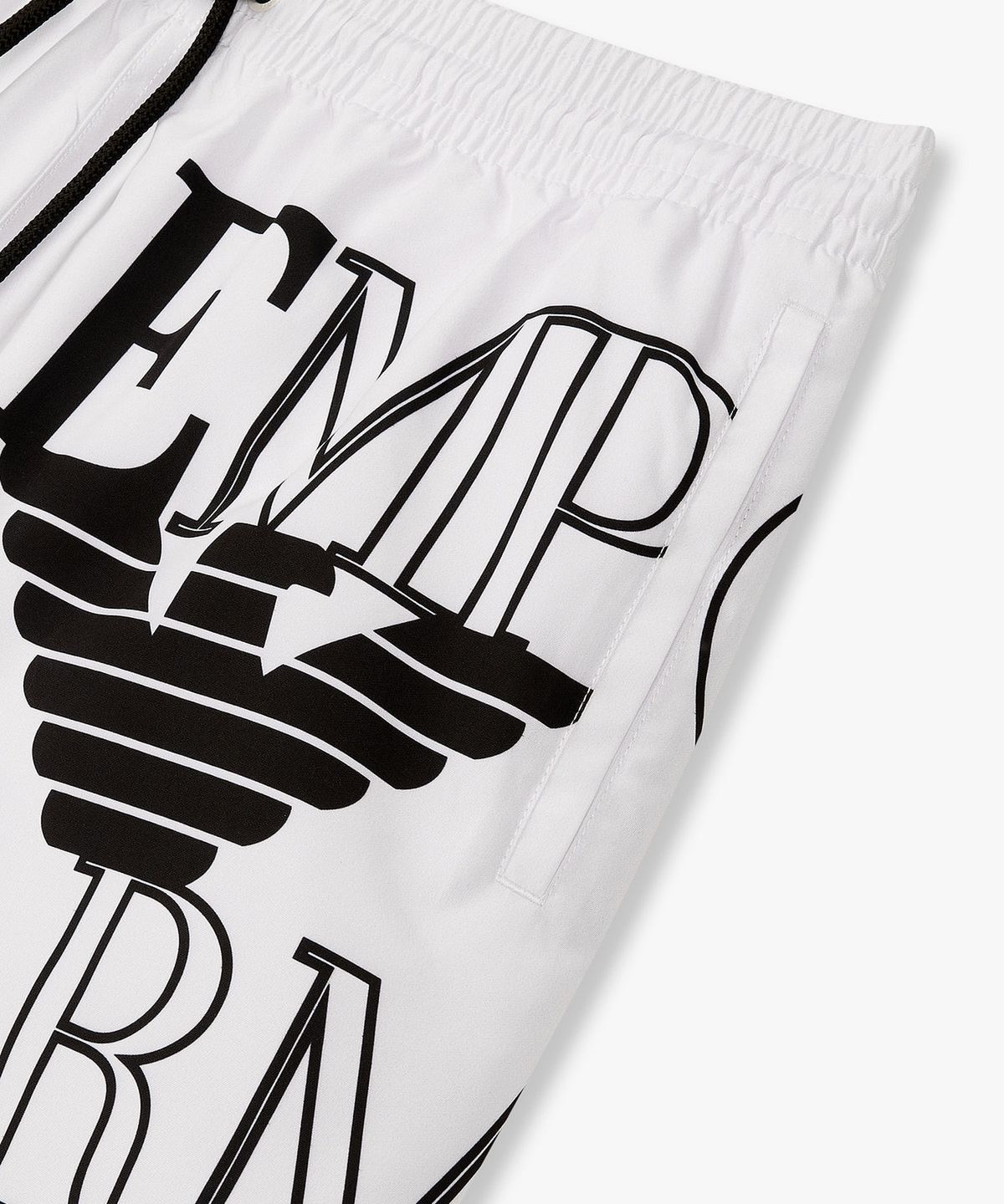 엠포리오 아르마니 언더웨어(EMPORIO ARMANI UNDERWEAR) 남성 빅 로고 프린트 스윔 쇼츠_화이트 0816121158