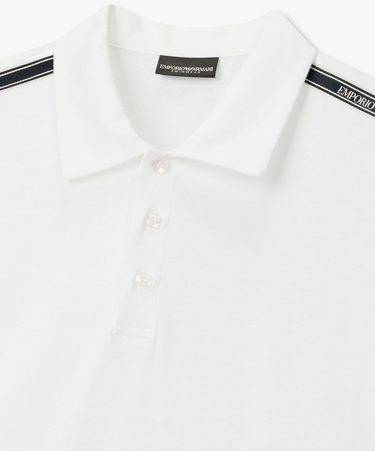 엠포리오 아르마니 언더웨어(EMPORIO ARMANI UNDERWEAR) 남성 로고 라인 비치웨어 폴로 셔츠_화이트 0816115156
