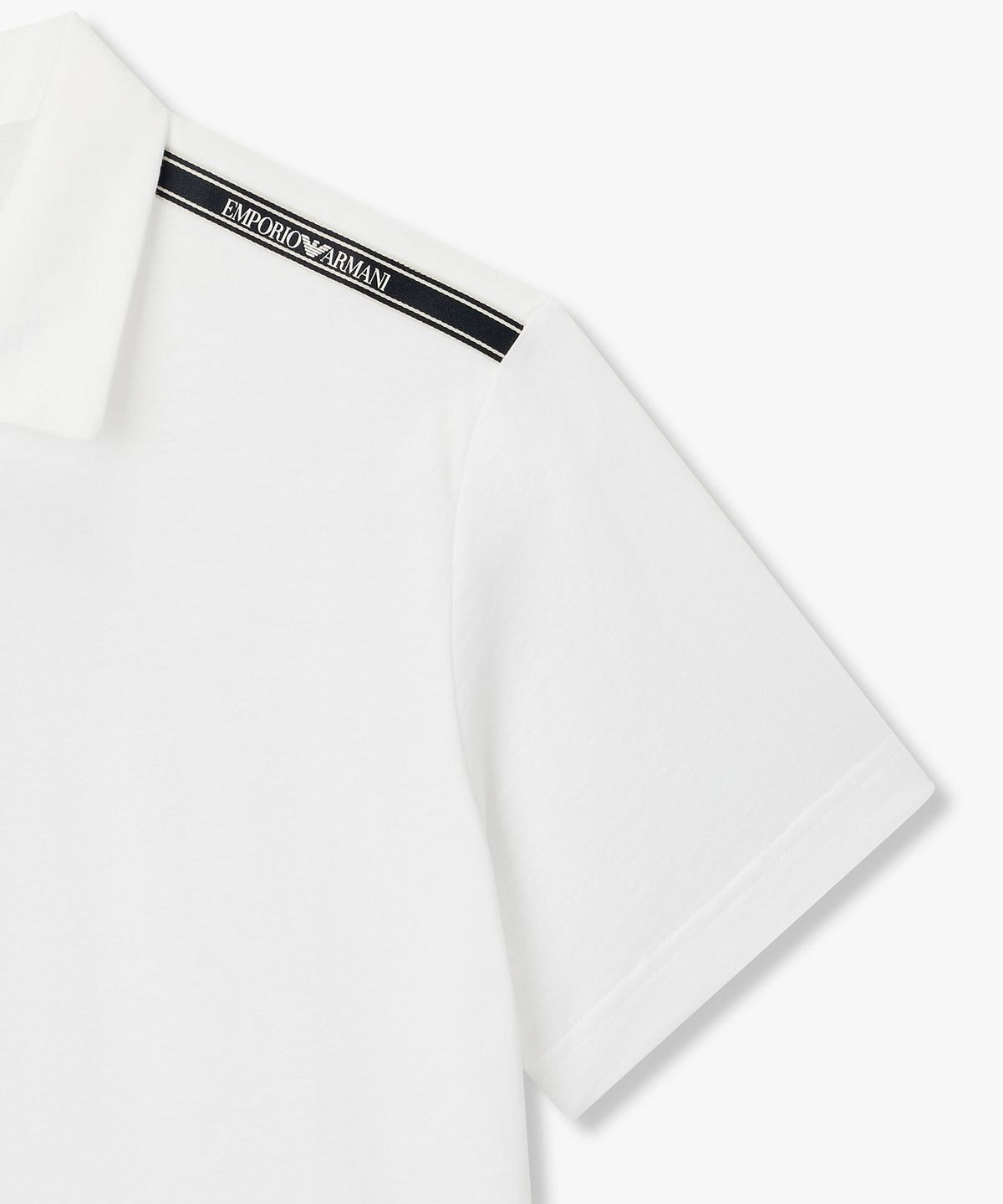 엠포리오 아르마니 언더웨어(EMPORIO ARMANI UNDERWEAR) 남성 로고 라인 비치웨어 폴로 셔츠_화이트 0816115156