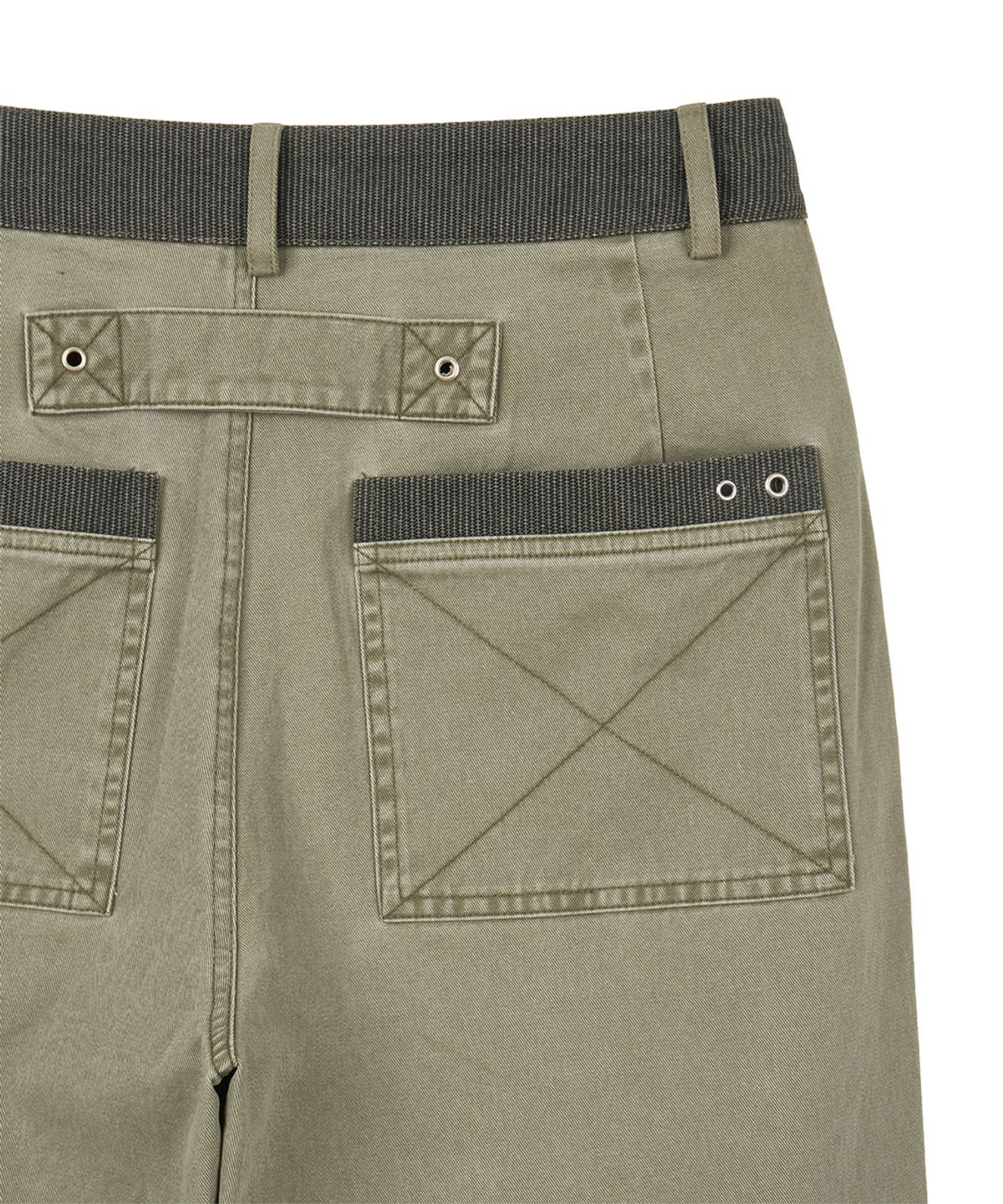 단델(DANDEL) DD box stitch binding pants (ASH KHAKI)